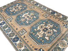 Load image into Gallery viewer, 7x10 Vintage Central Anatolian &#39;Sultanhan&#39; Turkish Area Rug | Three Medallion Design on Spacious Light Field Geometric Border Earthy Colors | SKU 310
