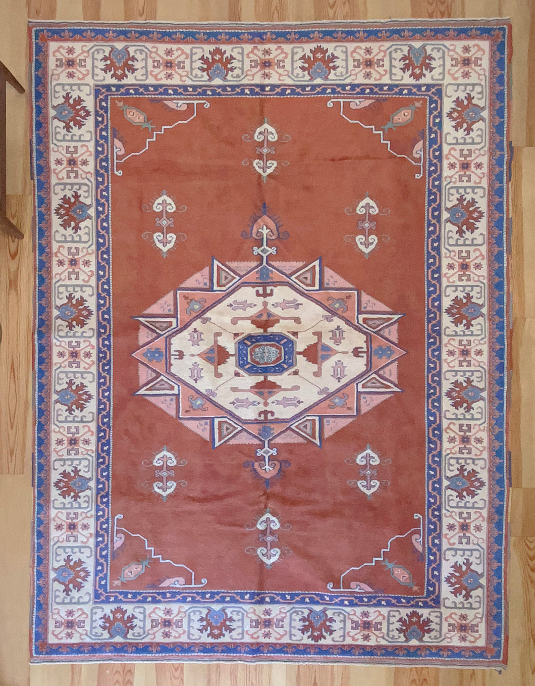 8x10 Vintage Central Anatolian 'Sultanhan' Turkish Area Rug | Star Design Bold Medallion Placed in Octagonal Design Spacious Field with Stylized Motifs Light Field | SKU 648